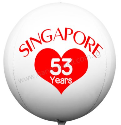 Customize National Day SG53 White ORBZ Balloon Singapore
