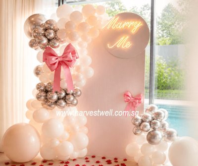 Elegant Balloon Garland & Backdrop Setup Singapore