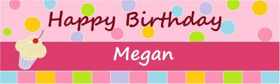 HBD Sweet Cupcake Pink Customized Banner Singapore