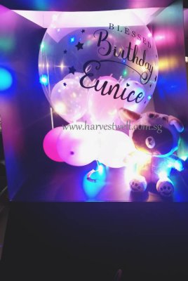 Customize Surprise Box with Blessed Bday Bubble Balloon Singapore