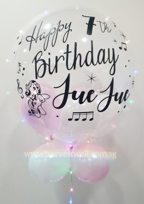 Customised Pony Happy Birthday Bubble Balloon Singapore