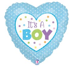 It's a Boy Polka Dots Heart Shape Mylar Balloon