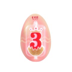 Number 3 Crown Candle with Gold Glitter