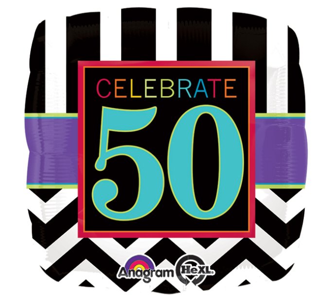 Celebrate 50 Square Mylar Balloon Singapore