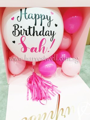 Customize Surprise Box with Pink Lover ORBZ Balloon Singapore
