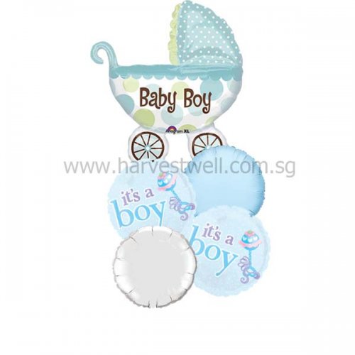 Baby Boy Buggy Balloon Bouquet