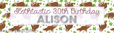 Cute Sloth Birthday Customized Banner Singapore