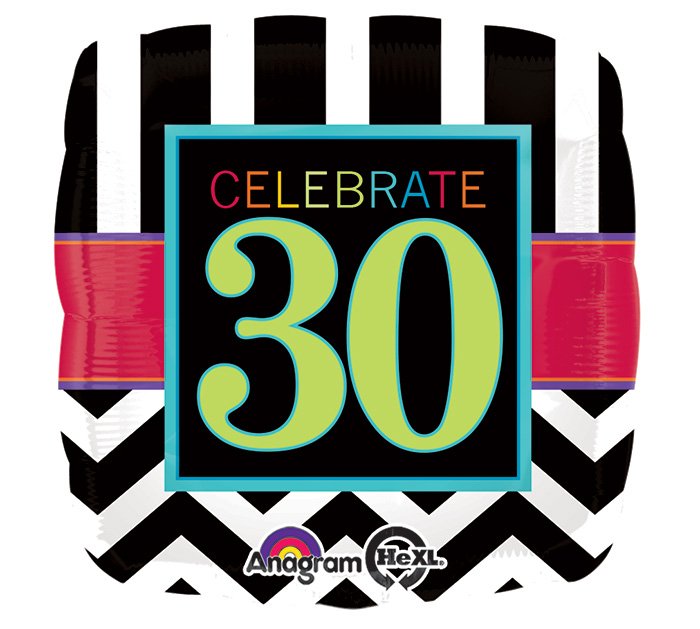 Celebrate 30 square shape Mylar Balloon Singapore