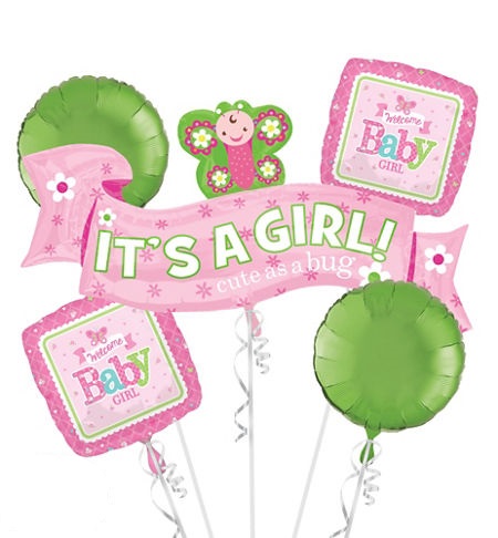 Welcome Baby Girl Floral Balloon Bouquet