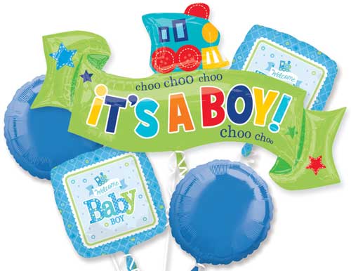 Welcome Baby Boy Choo Choo Train Balloon Bouquet
