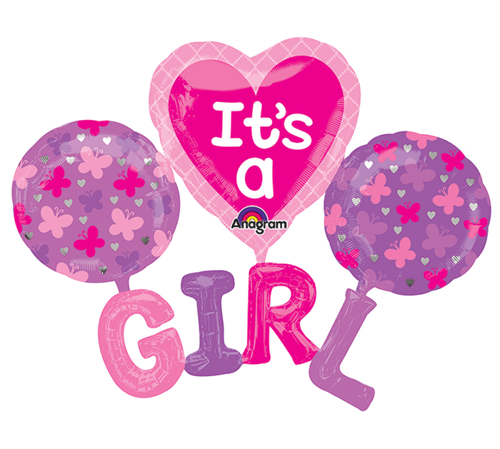(NEW) It's A Girl Multi-Balloon  Mylar Balloon Singapore
