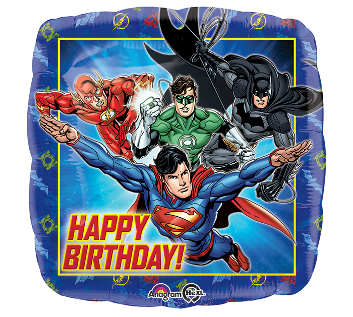 HBD Justice League Square Mylar Balloon