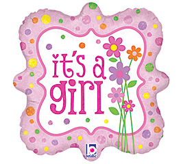 Its A Girl Flowers Shape Mylar Balloon