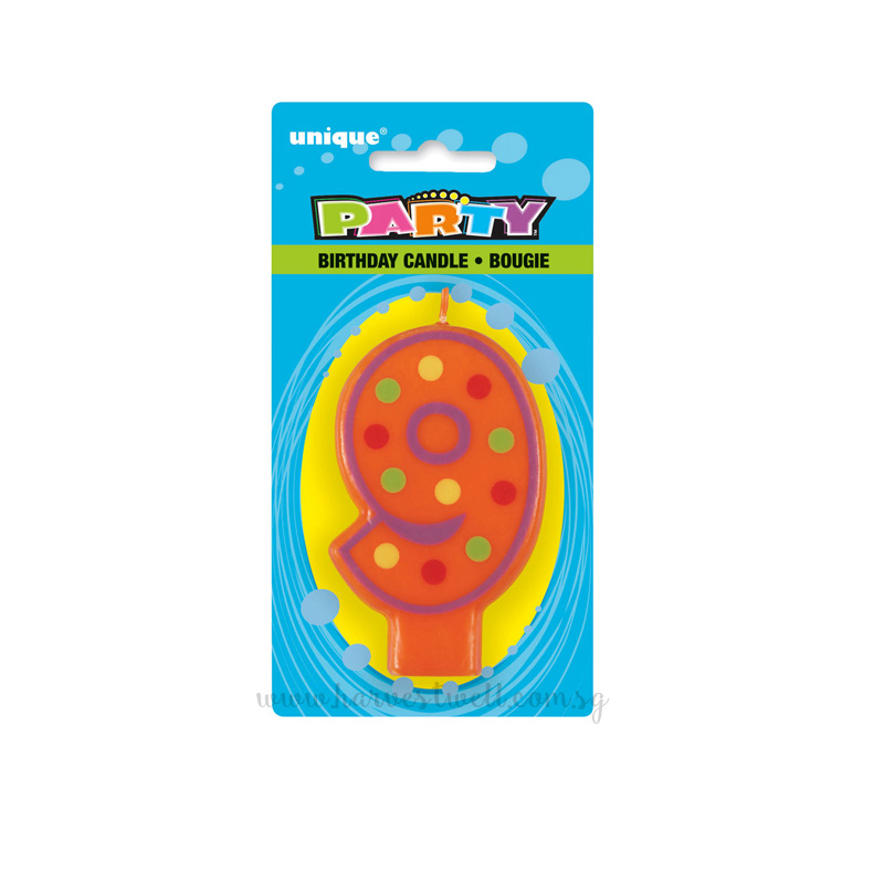 Number 9 Colourful Numeral Candle