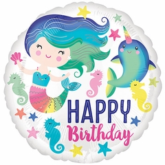 HBD Colorful Mermaid Mylar Balloon