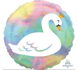Iridescent Pastel Swan Print Mylar Balloon