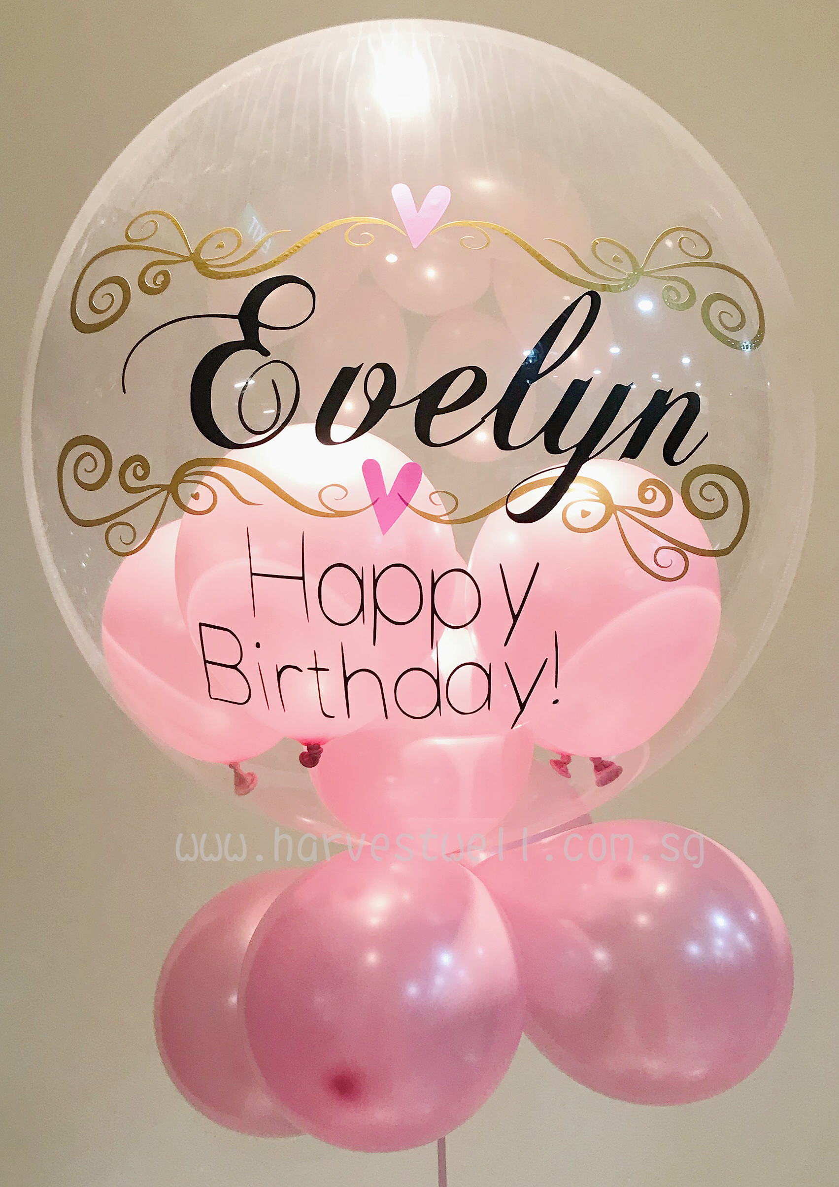 Customised Elegant Birthday Bubble Balloon Customised Elegant Birthday Bubble Balloon