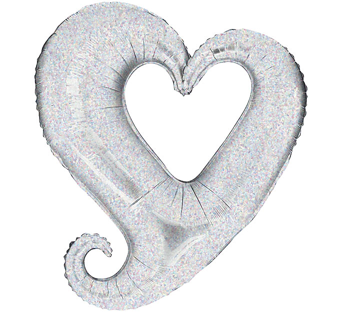 Holo Heart (Silver) Super Shape Mylar Balloon