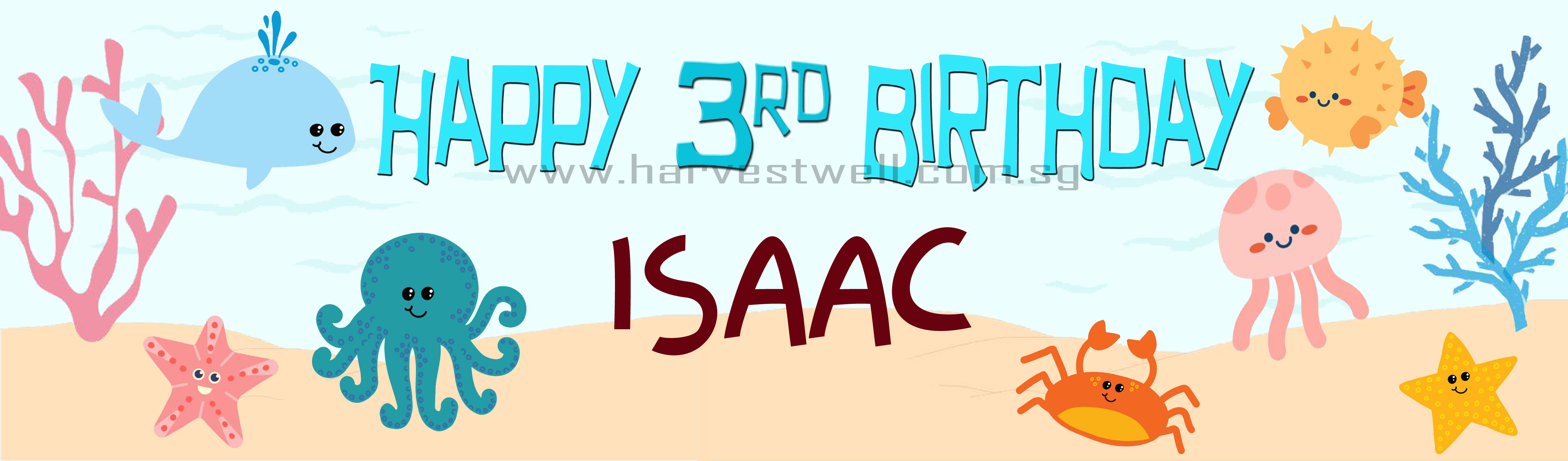 Sea Creature Birthday Customized Banner Singapore