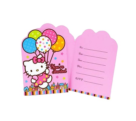 Hello Kitty Party Invitation Card Hello Kitty Partyware Supplies [83354] -  $ : Harvest Well, Balloon and Party Supplies