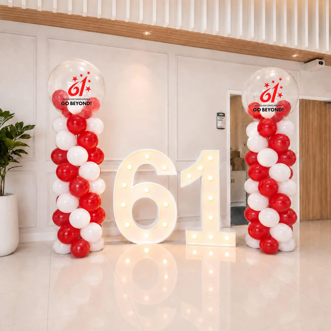 NDP SG National Day Marquee Light Custom Balloon Stand Deco Singapore
