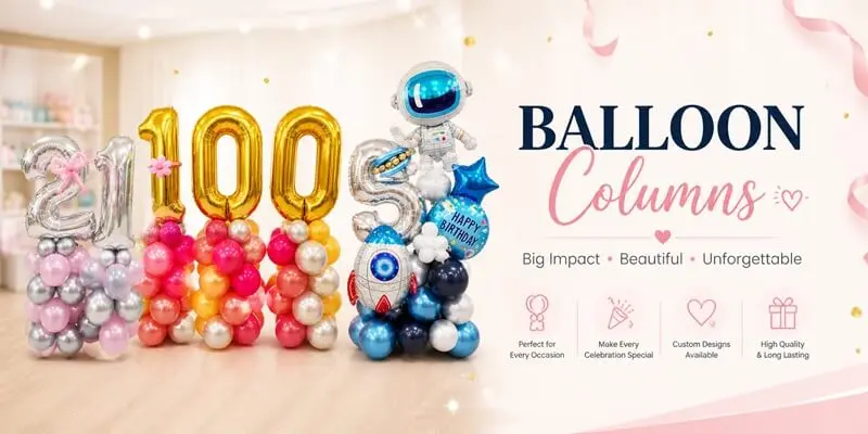 balloon columns centrepieces