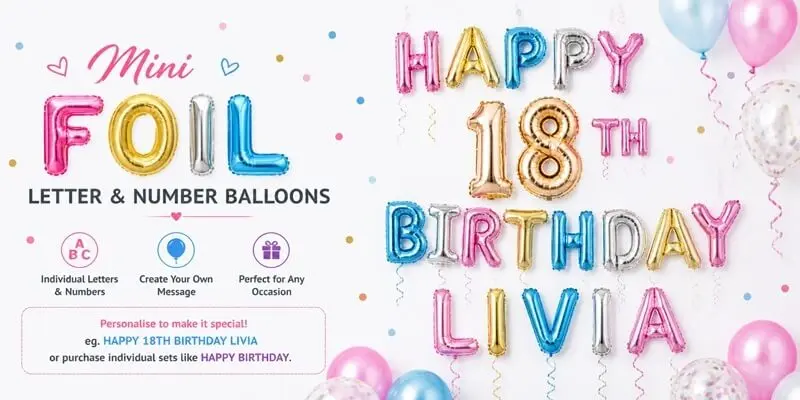 mini letter number balloons