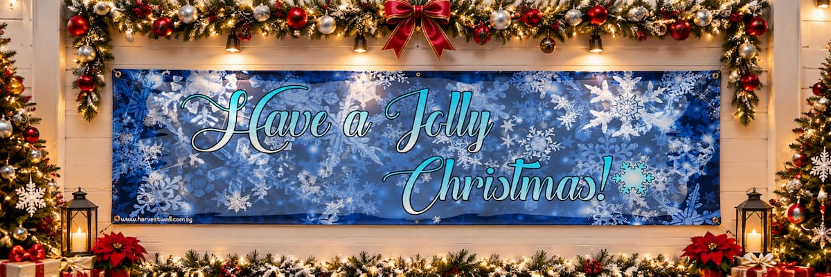 Blue Snowflakes Christmas Customized Banner Singapore