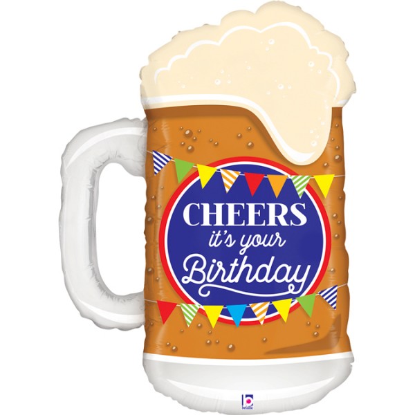 Cheers It's Your Birthday Beer Mug Supershape Foil Balloon Singapore