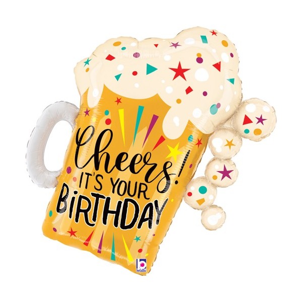 Cheers It's Your Birthday Confetti Mug Supershape Foil Balloon Singapore