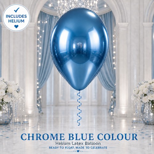 Chrome Blue Helium Latex Balloon Singapore