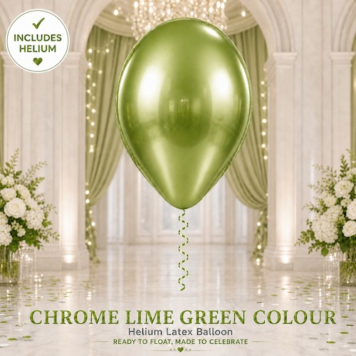 Chrome Lime Green Helium Latex Balloon Singapore