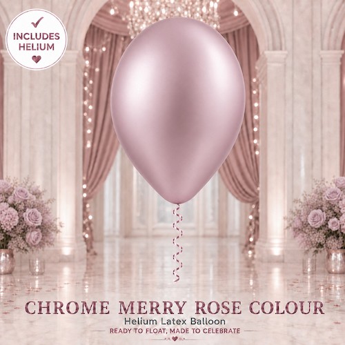 Chrome Merry Rose Helium Latex Balloon Singapore