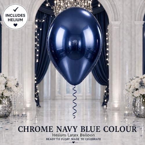 Chrome Navy Blue Helium Latex Balloon Singapore
