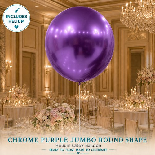 Chrome Purple Jumbo Round Shape Helium Latex Balloon Singapore