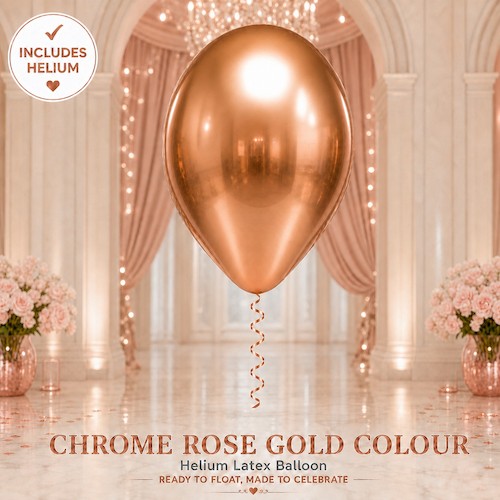 Chrome Rose Gold Helium Latex Balloon Singapore