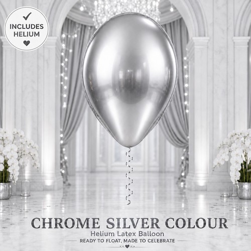 Chrome Silver Helium Latex Balloon Singapore