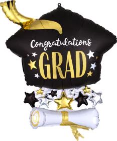 Satin Infused Cap & Diploma Super Shape Mylar Balloon