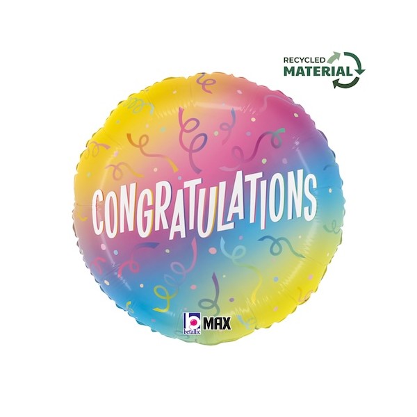 Congratulations Ombre Round Mylar Balloon Singapore