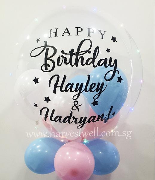 Customised Double Happy Birthday Bubble Balloon Singapore