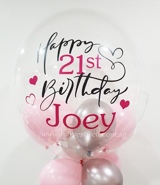 Customised Happy 21st Birthday Bubble Balloon Singapore