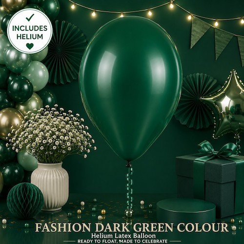Dark Green Colour Helium Latex Balloon Singapore