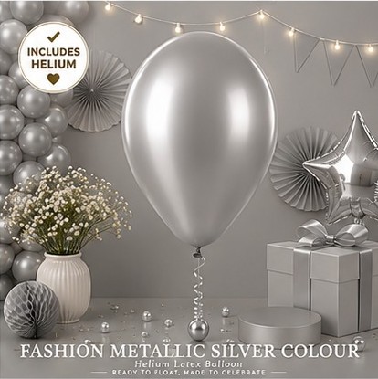 Metallic Silver Colour Helium Latex Balloon Singapore
