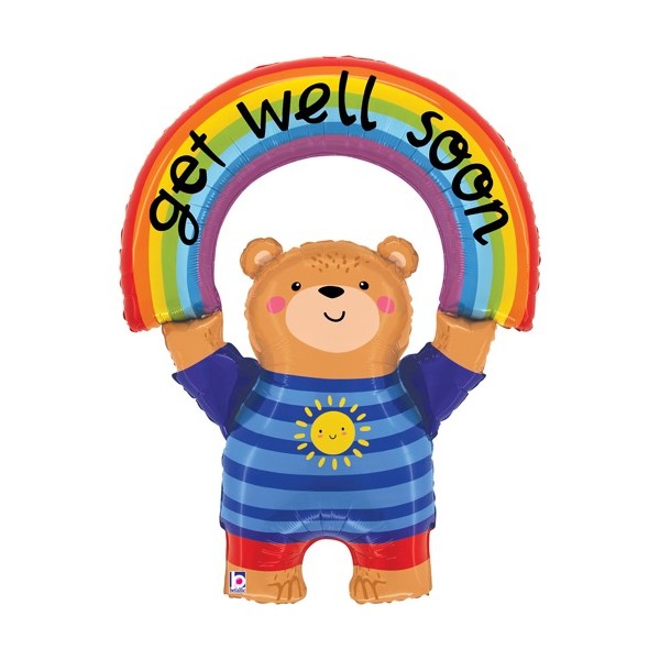 Get Well Soon Bear Rainbow Supershape Foil Balloon Singapore