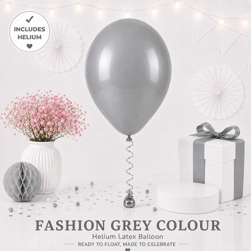 Grey Colour Helium Latex Balloon Singapore