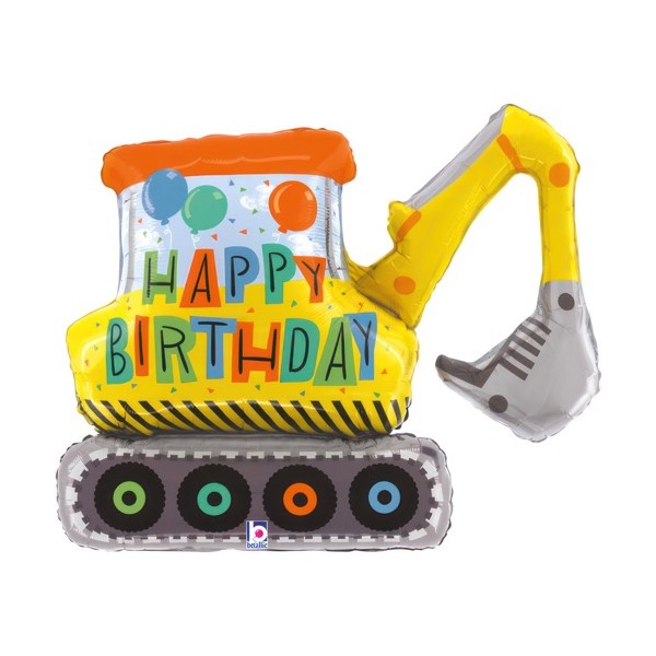 Happy Birthday Excavator Construction Supershape Foil Balloon Singapore