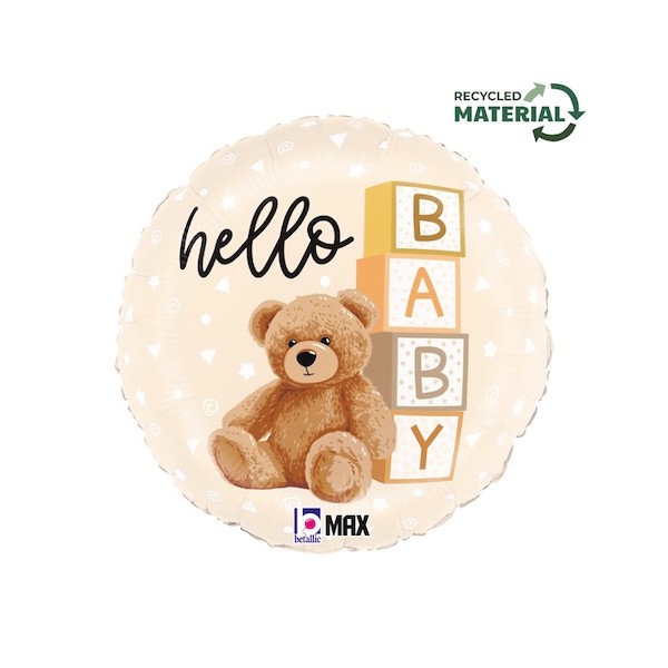 Hello Baby Teddy Bear Round Foil Mylar Balloon Singapore