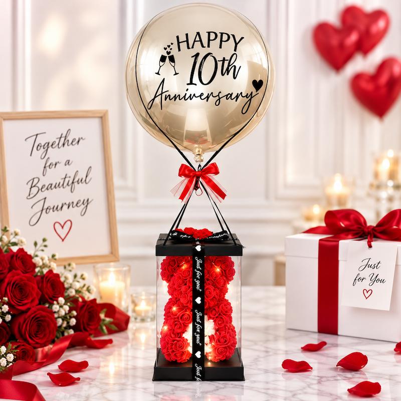 Hot Air Balloon Red Rose Teddy Bear Singapore