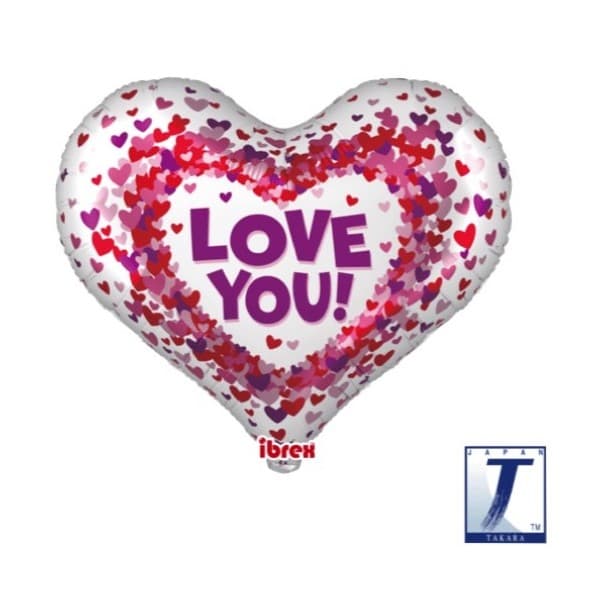 Jelly Heart Love You Confetti Foil Balloon Singapore