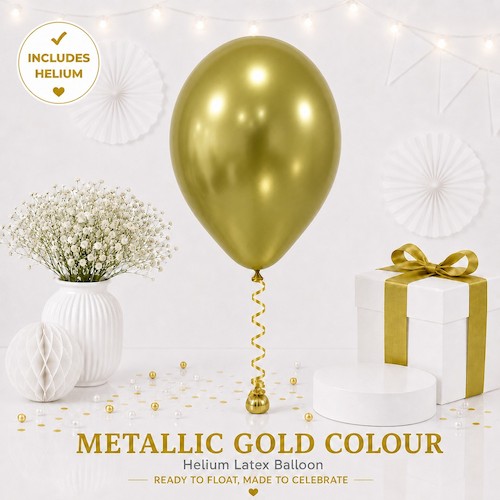 Metallic Gold Colour Helium Latex Balloon Singapore